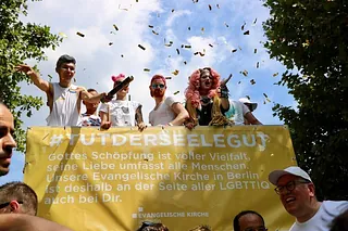 People celebrating with confetti.