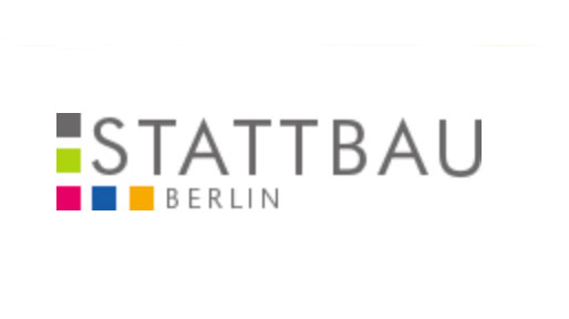 Abstraktes blau-grünes Logo des Evangelischen Friedhofsverbands Berlin Stadtmitte.